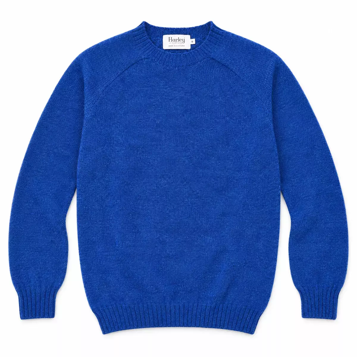 Harley of Scotland Brushed Wool Pullover Herren Saphirblau